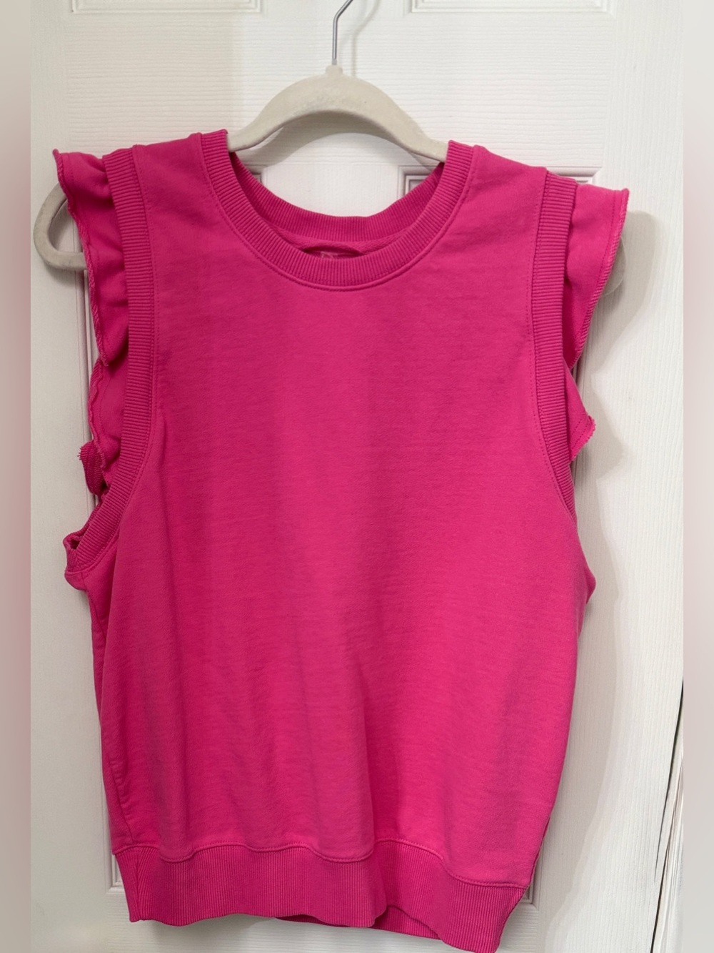 NWOT FP Movement Flutter Tank Pink French Terry Sweatshirt Ruffle Sleeve-Small - Picture 5 of 12